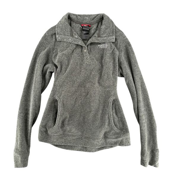 The North Face Tops - The North Face Gray Sweatshirt High Neck Collared Snap XS Cozy Warm Soft